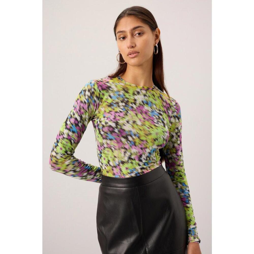 AFRM Kaylee Multicolor Crewneck Long Sleeve Top Size XS with Fabric Pull